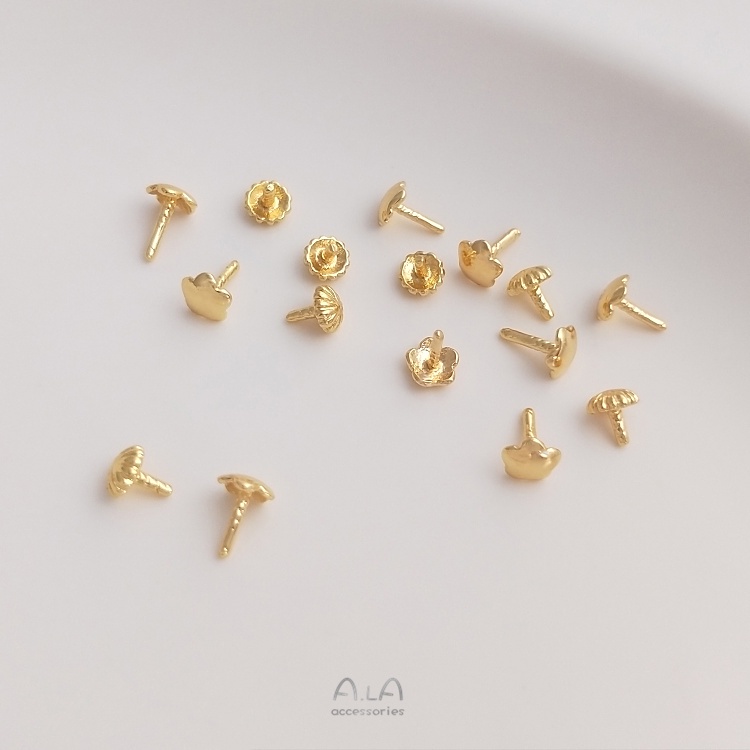 10 Phích Cắm Trang Trí Móng Tay 14K Hình Bông Hoa Bằng Đồng Mạ Vàng