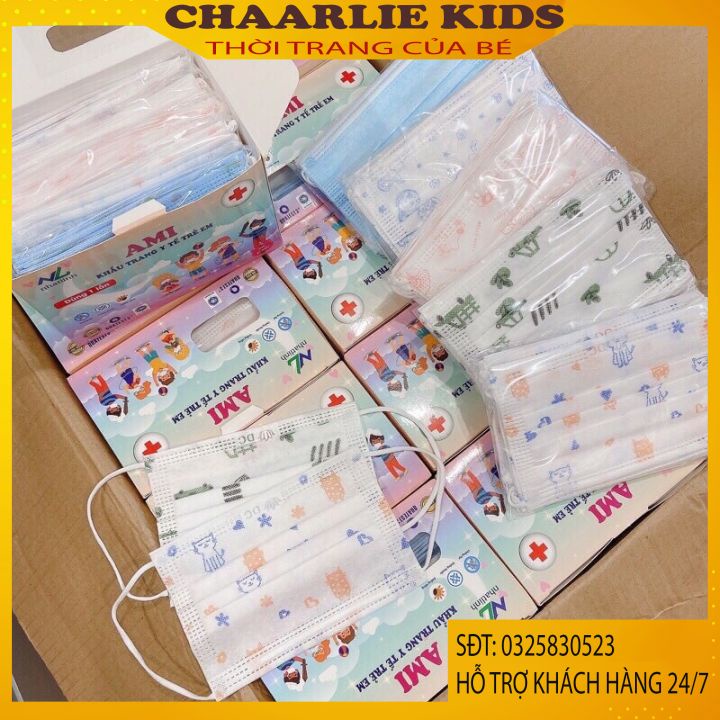 Khẩu trang y tế kháng khuẩn cao cấp cho bé  thời trang trẻ em Chaarlie Kids