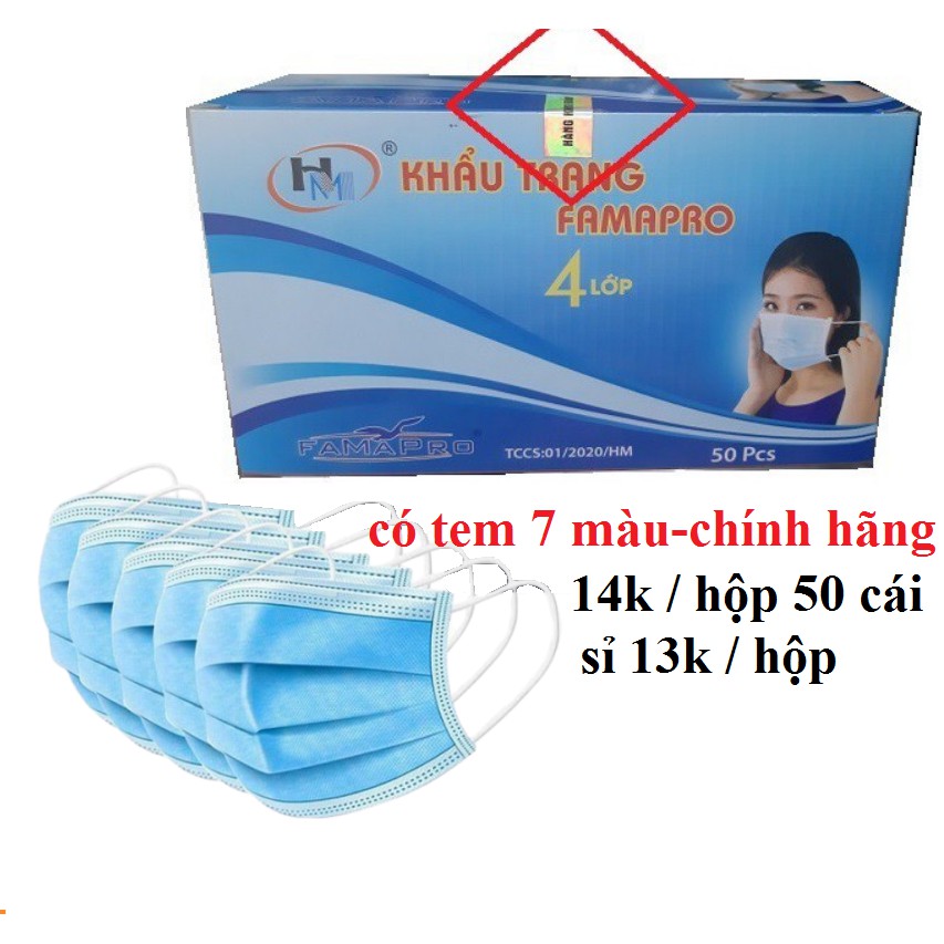 Khẩu trang y tế 4 lớp , khẩu trang y tế kháng khuẩn hộp 50 cái