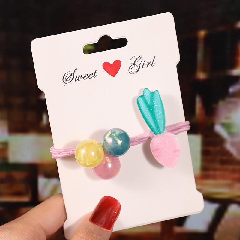 Dây Buộc Tóc Cao Su Co Giãn Bằng Acrylic Thân Thiện Với Môi Trường Họa Tiết Hoạt Hình Cho Bé