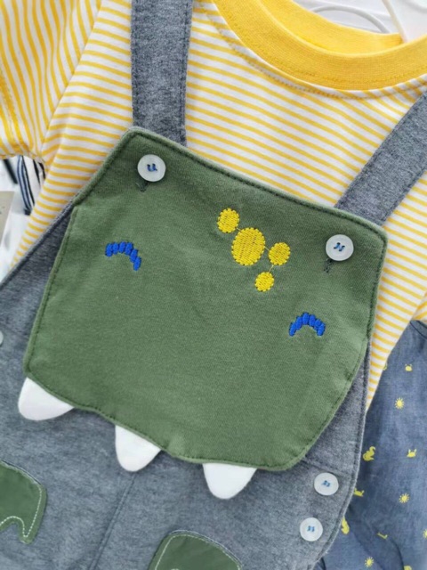 Set áo yếm khủng long xám vàng 3-24M