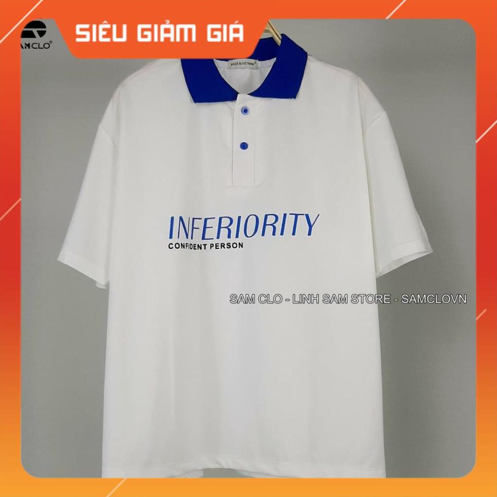 Áo POLO nữ tay lỡ SAM CLO thun freesize form rộng dáng Unisex - mặc cặp, nhóm, lớp in chữ INFERIORITY