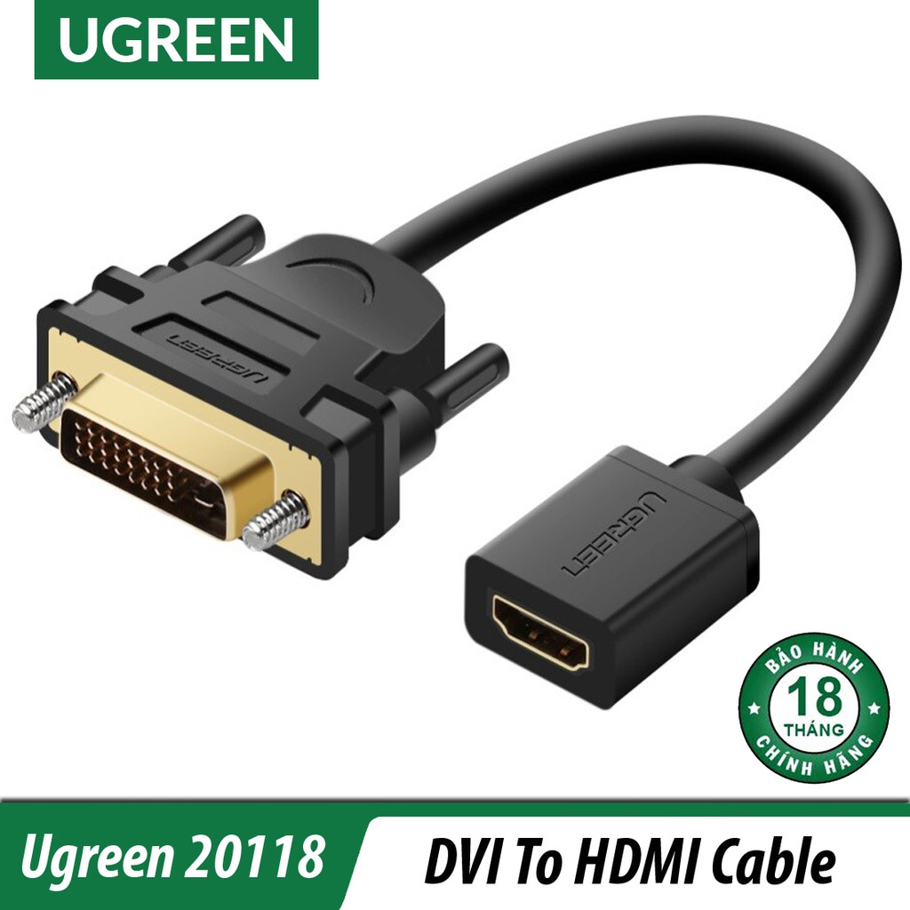 Bộ Chuyển DVI Sang HDMI Cao Cấp | Ugreen 20118 Chính Hãng, Cáp khá lý tưởng cho các thiết bị DVD... xuất ra TV, máy chếu