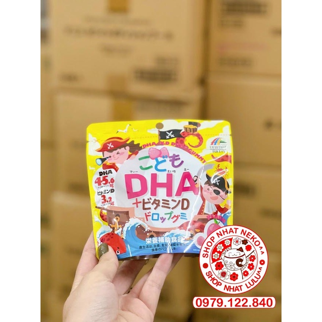 Kẹo dẻo vitamin trẻ em bổ sung DHA cho bé Unimat Nhật vị cam 90 viên