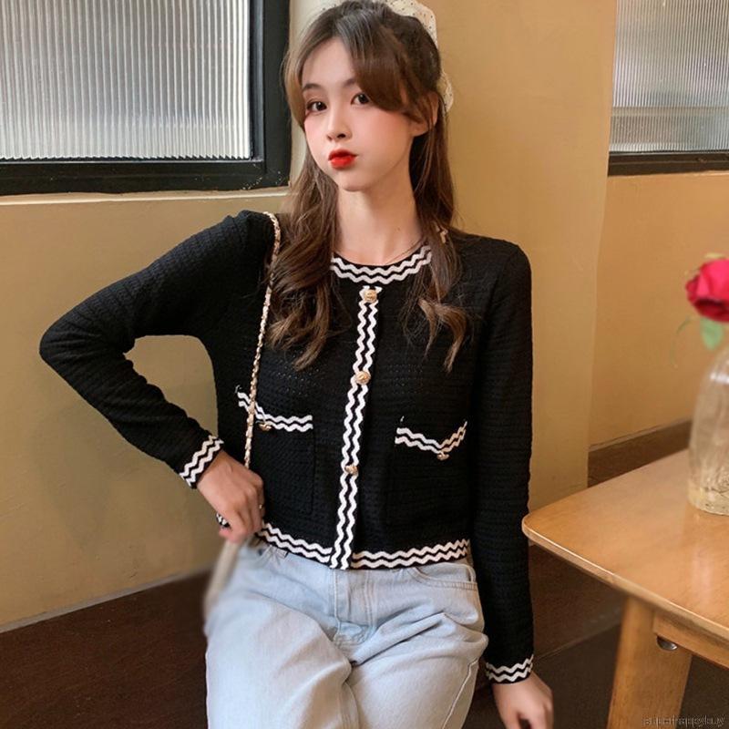 Áo cardigan tay ngắn cổ tròn kiểu dệt kim sành điệu cho nữ | BigBuy360 - bigbuy360.vn