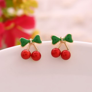 Khuyên Tai Hình Trái Cherry Phong Cách Hàn Quốc Dễ Thương