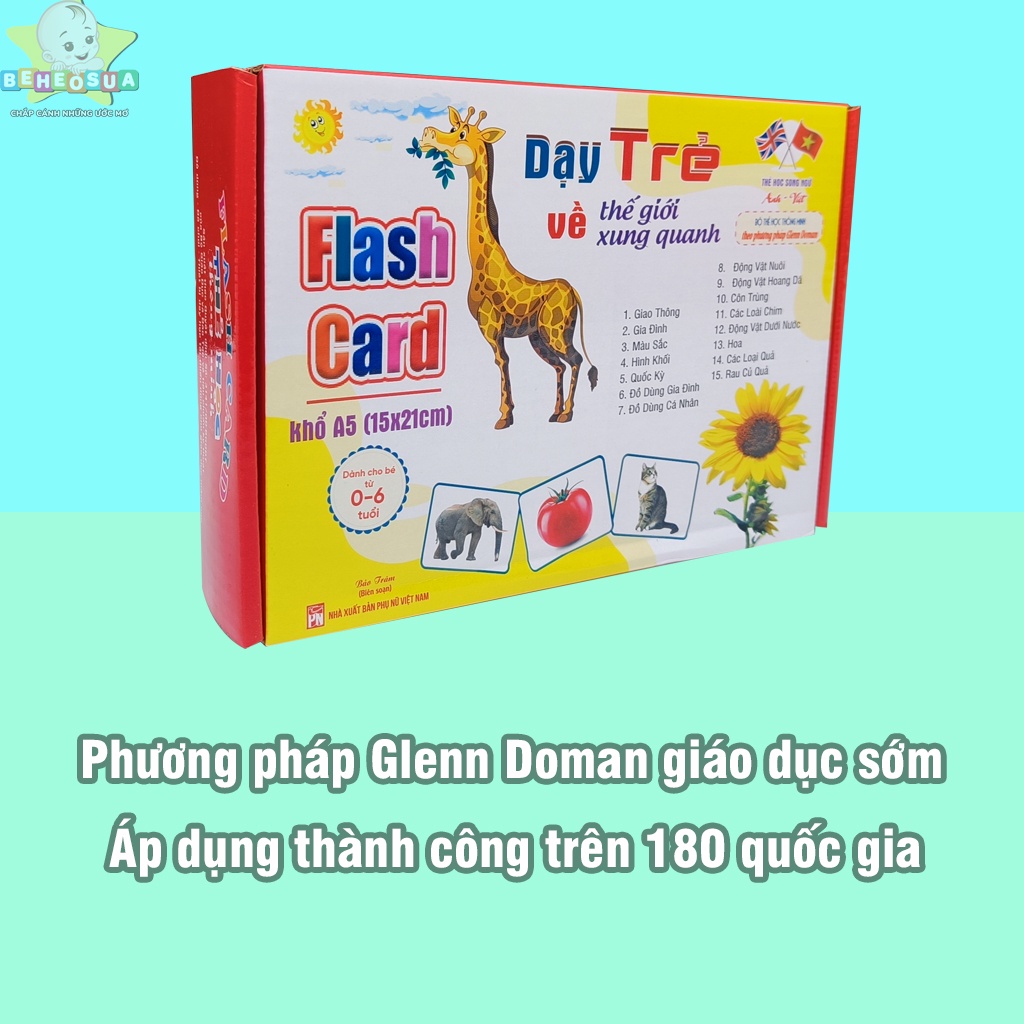 Thẻ học thông minh cho bé size lớn nhất A5 15x21cm hàng chính hãng phiên bản mới - Tặng kèm file nghe tiếng anh đi kèm