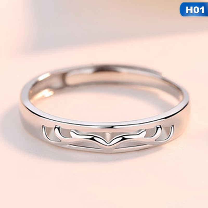 Nhẫn làm bằng kim loại hình đầu hươu đính đá phong cách thời trang cho cặp đôi