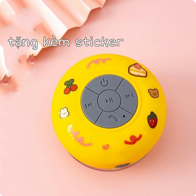 Loa bluetooth mini không dây , loa nhà tắm chống thấm nước nhỏ gọn tiện dụng, tặng kèm sticker 2D,3D đẹp dễ thương