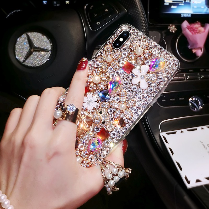 Iphone Ốp Điện Thoại Đính Đá Quý Và Ngọc Trai Có Dây Đeo Chovivo 15 15pro 14 14pro 13 12 promax xr x xs max 7 8 6 6s plus 5 5s se