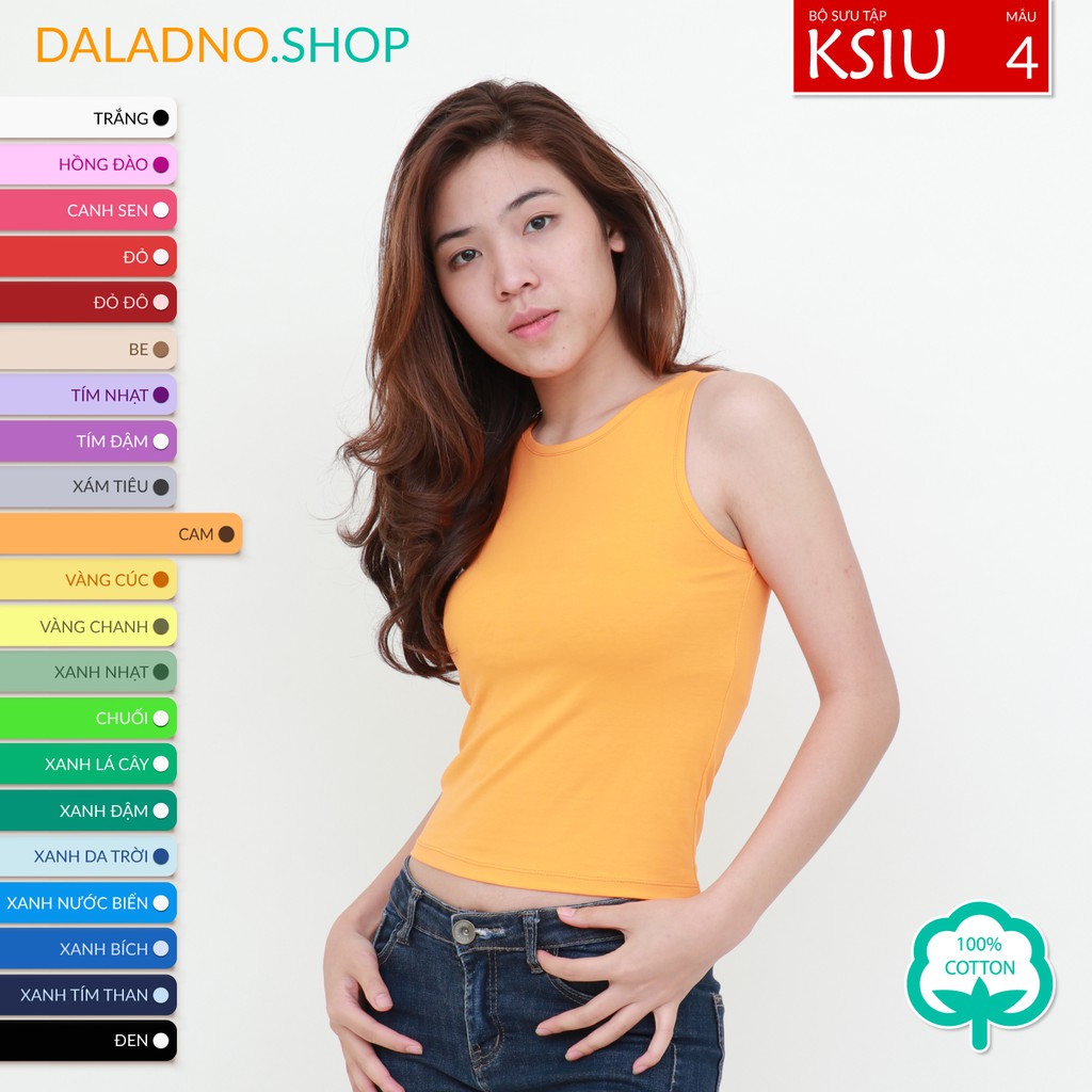 KSIU_4 | Áo ba lỗ COTTON 100% dáng cơ bản sẵn 26 màu - Daladno
