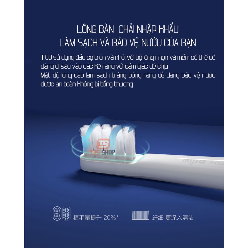 Bàn chải điện xiaomi Mijia T100 pin sạc kháng nước ipx7 46g - AH011