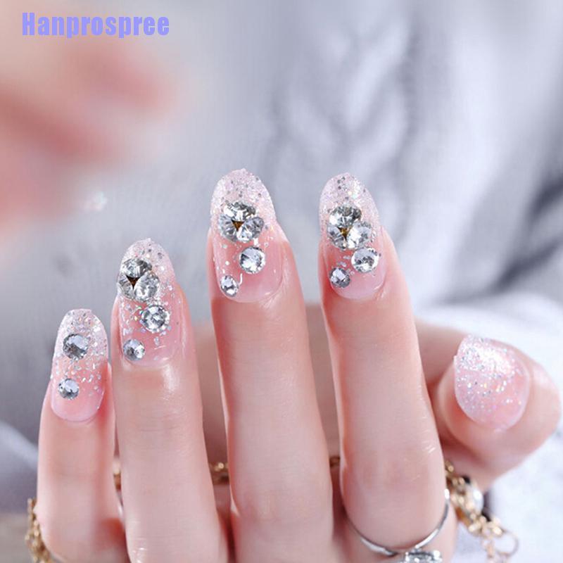 Set 24 Móng Tay Giả Đính Đá 3d Xinh Xắn