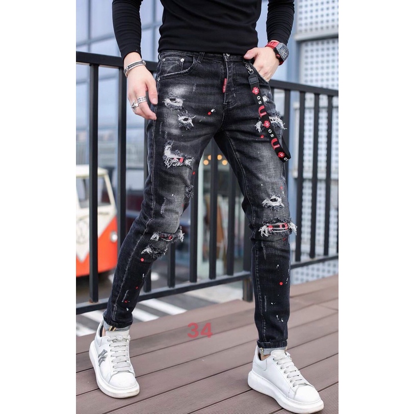 Quần jean nam rách,quần bò nam rách gối vải co dãn nhiều mẫu mới hot nhất 2021 | BigBuy360 - bigbuy360.vn