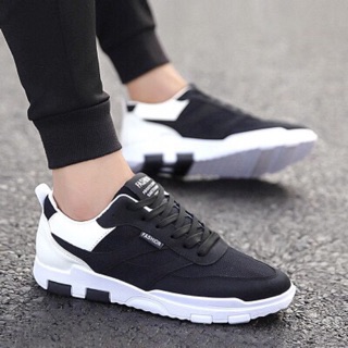 Giày Thể Thao Nam Sneakers Đen Đế Trắng