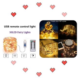 Dây đèn led đom đóm Fairy light 5m dùng cổng USB điều khiển từ xa