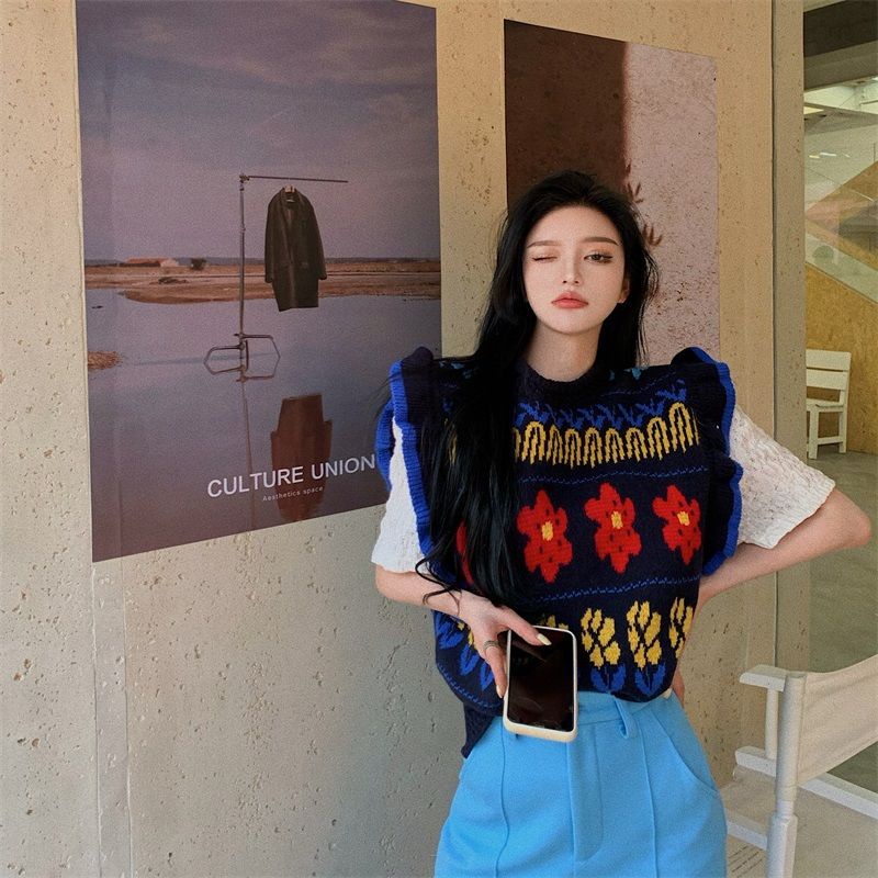 Áo Dệt Kim Mỏng Sát Nách Màu Đen Phong Cách Hàn Quốc Cho Nữ