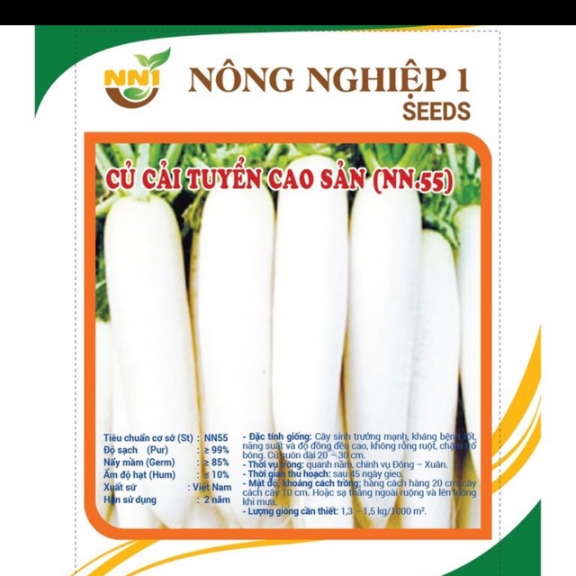 Hạt giống củ cải tuyển cao sản - gói 20 gr