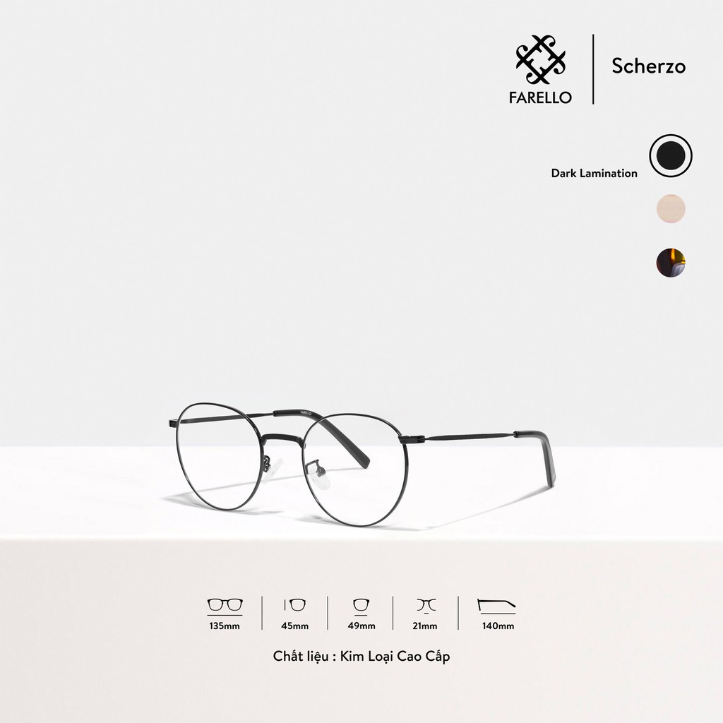 Gọng kính nam nữ cao cấp FARELLO Scherzo mắt tròn kim loại cao cấp thanh mảnh màu sắc thời trang | BigBuy360 - bigbuy360.vn