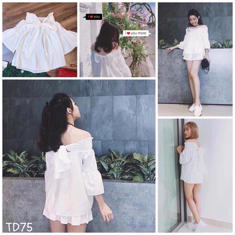 Áo trễ vai nơ lưng siêu đẹp . Sỉ 75k