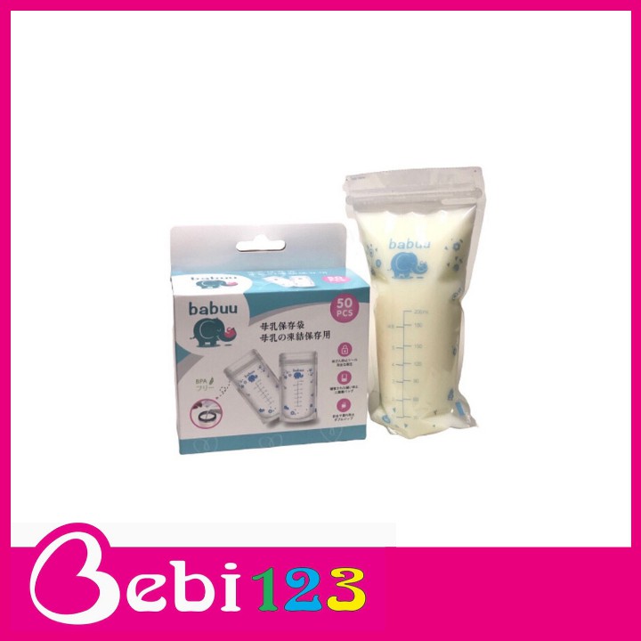 Hộp 50 túi trữ sữa Nhật Bản 250ml Babuu Baby tiện lợi cho mẹ