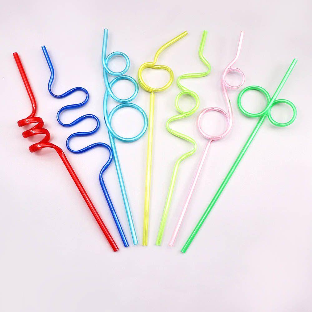 PISTA Ống Hút Xoắn Bằng Nhựa Mềm Dẻo Nhiều Màu Tùy Chọn Tiện Dụng Cho Nhà Hàng / Quán Bar