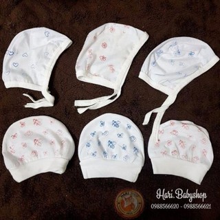 Combo 5 mũ sơ sinh cotton mềm mịn