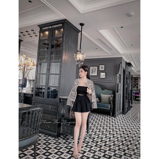 Áo khoác dạ pha chỉ vàng