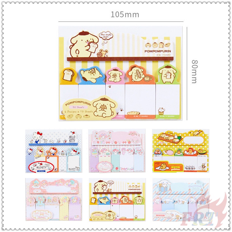 90 Tờ✿ Ghi Chú Dính Chỉ Số Sanrio Q-1 ✿ Nhãn Dán Ghi Chú Đánh Dấu Trang Sách Hình Kitty / Melody / Gudetama / Little Star / Pom Pom Purin / Cinnamonr