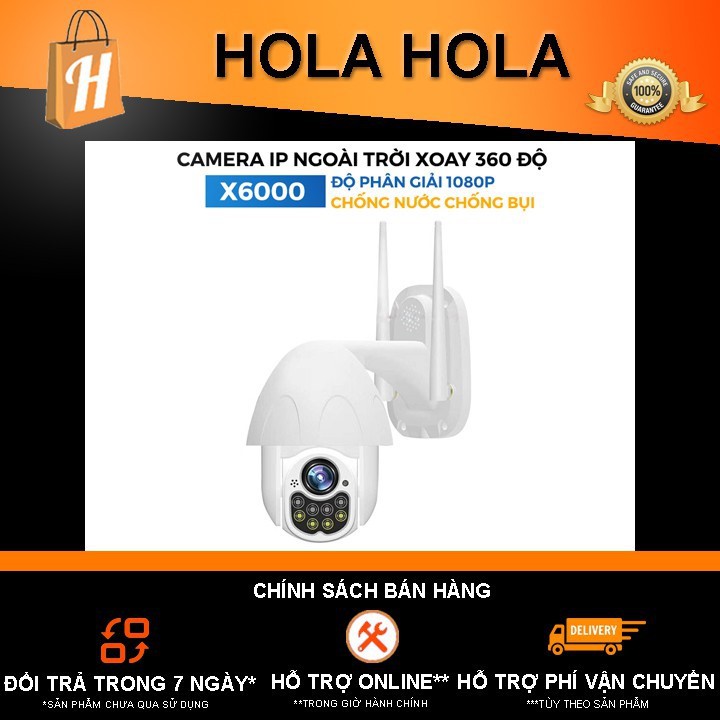 Camera IP ngoài trời X6000 Xoay 360 độ FullHD 1080P chống nước chống bụi dùng ứng dụng Yoosee (Ban đêm có màu)