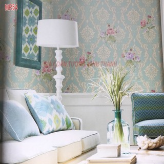 Giấy dán tường hình hoa điểm sang trọng, khổ 53cm, dán keo ngoài