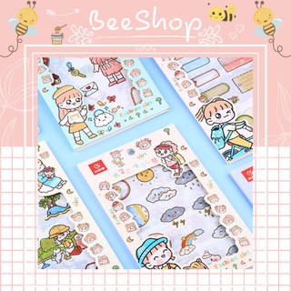 Sticker cute trang trí hộp quà, sổ tay, điện thoại hình cô gái dễ thương
