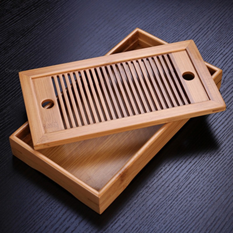 Khay trà bằng gỗ tre 25*14cm thiết kế phong cách Trung Quốc