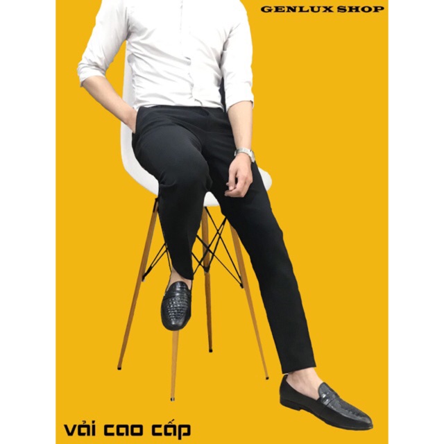 Quần Âu Nam GenLux Màu Đen,Vải Ngon,Co Dãn Tốt,Dáng Ôm Body,Phong cách Trẻ Trung