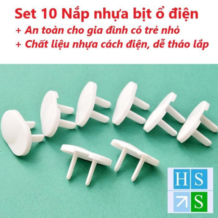 Set 10 nắp Bịt ổ điện an toàn cho bé (Loại 2 chân) bịt lỗ ổ cắm điện cho gia đình có trẻ nhỏ