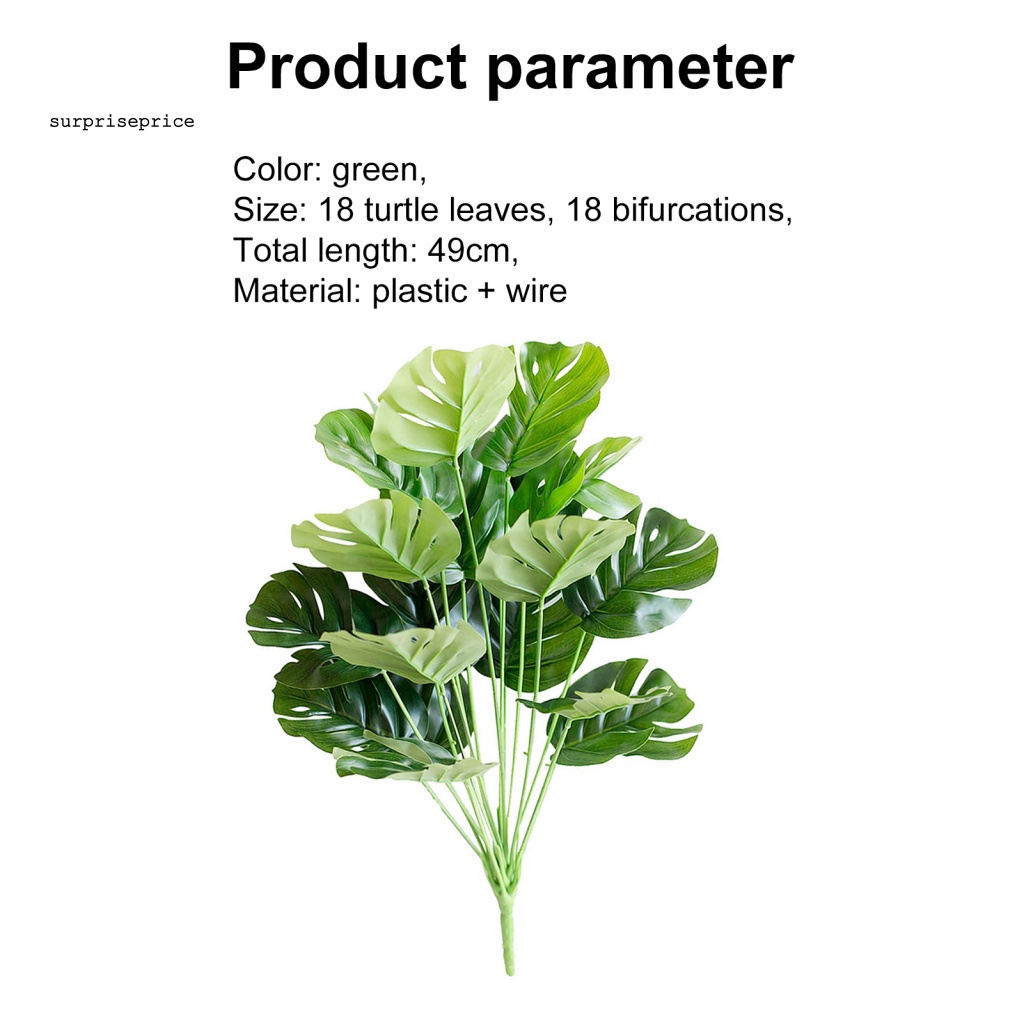 1 Bó Hoa Monstera Giả Bằng Nhựa Màu Xanh