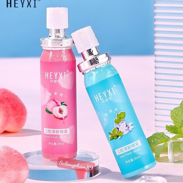 Xịt thơm miệng HEYXI vị đào/ bạc hà 20 ml