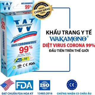 Khẩu Trang Y Tế Wakamono Chính Hãng 4 Lớp Kháng Khuẩn Chống Bụi Mịn Diệt Virus Corona 99% Cho Người Lớn Trẻ Em Hộp 10C