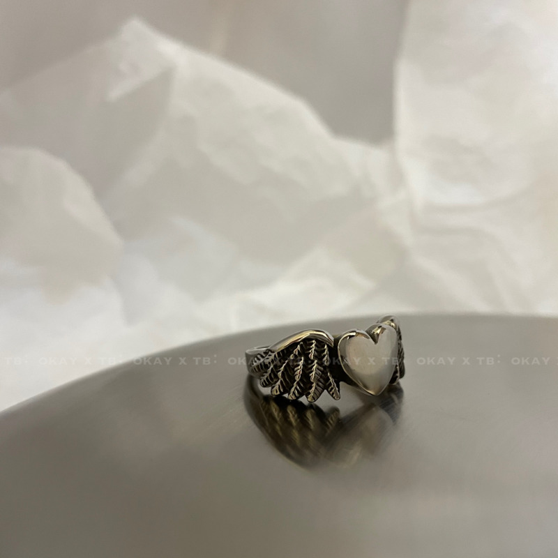 Nhẫn Hình Đôi Cánh Thiên Thần Phong Cách Retro Đường Phố