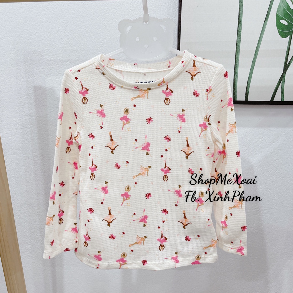 Áo thun dài tay Hiệu Oldnavy vải cotton cho bé xuất dư xin màu kem cực tây