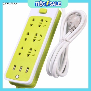 Ổ cắm điện xanh đa năng có 3 cổng sạc usb