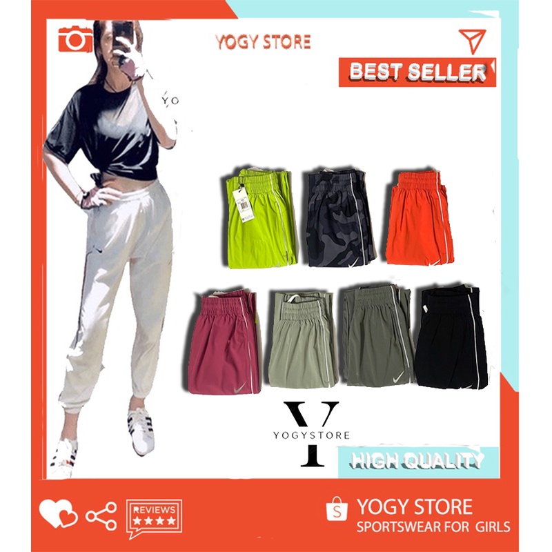 Quần dài Jogger thể thao nữ 1 sọc NK túi khóa kéo xịn xò, chất vải rũ form đẹp tập gym, chạy bộ, aerobic