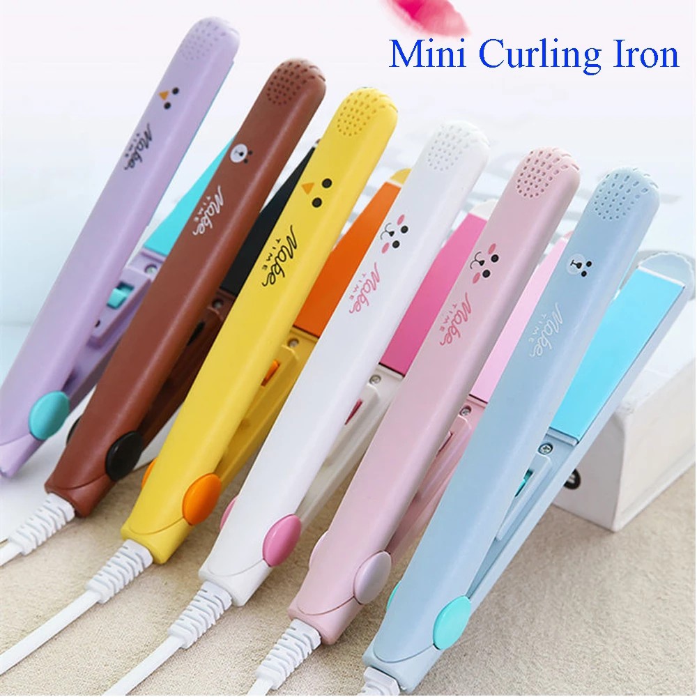 Sẵn sàng chuyển hàng Máy uốn tóc mini 2 trong 1 Máy duỗi tóc cầm tay Phim hoạt hình Bàn là uốn Du lịch Máy uốn tóc nhỏ Máy uốn tóc Dụng cụ tạo kiểu tóc