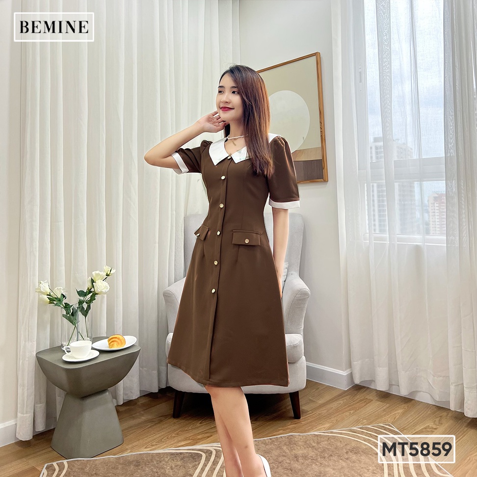 Đầm phối cổ chữ V túi giả BEMINE MT5859