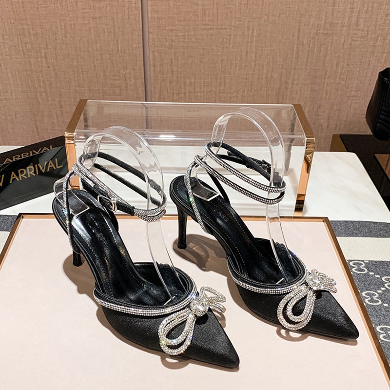 2023 Phong Cách Âu Mỹ Giày Cao Gót Mũi Nhọn Cài Khóa Hình