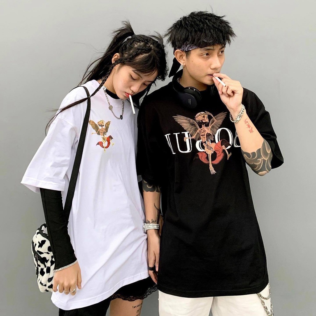 ÁO THUN TAY LỠ BO BỤI NAM NỮ CHẤT LIỆU COTTON PHA FULL TAG LOGO - GIN STORE