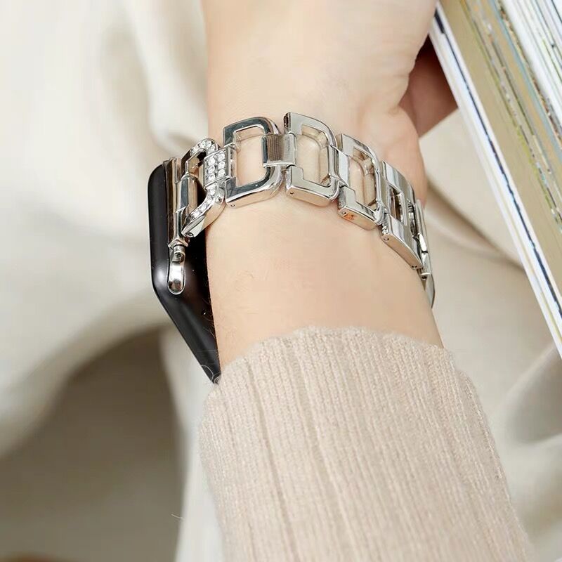 Dây Đeo Đồng Hồ Bằng Thép Không Gỉ Đính Kim Cương Giả Sang Trọng Cho Apple Watch 8 7 6 5 4 3 49mm 45mm 44Mm 42Mm 41Mm 40Mm 38Mm