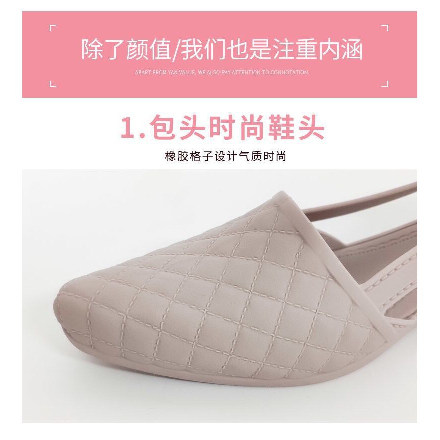 Giày nhựa đi mưa cao 5p, xăng đan phong cách Hàn Quốc màu đen, kem size 36 đến 40 V183