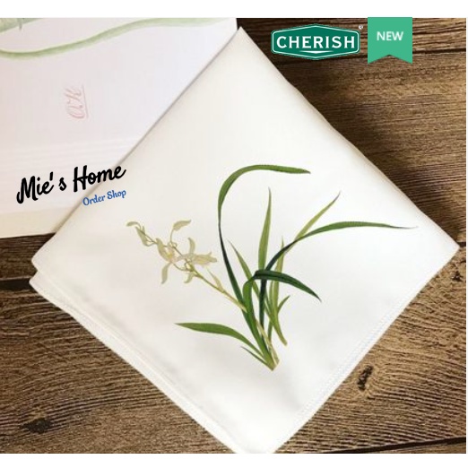 Bộ nguyên liệu Khăn tay thêu thủ công KIT tự làm khăn mùi xoa 30cm Khăn thêu Cherish Hoa Cỏ DIY - MIE Handmade Shop