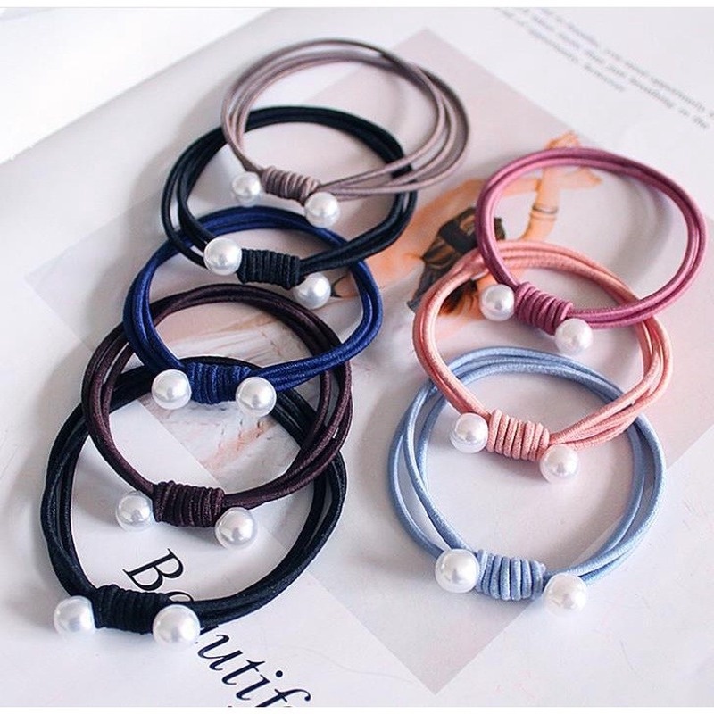 1 Dây Buộc Tóc Nylon Đính Ngọc Trai Giả Thời Trang Nữ